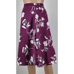 Ann Taylor Purple Floral Midi Skirt Size 10